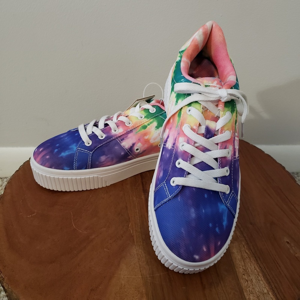 Fila Panache Stack Platform Sneakers Shoes Womens SIZE 10M Tie Dye Rainbow